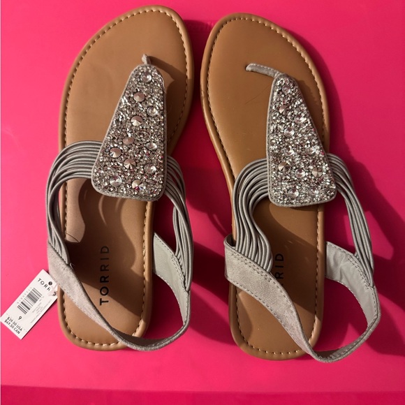 Torrid Silver and Tan Embellished Sandals. NWT - Picture 1 of 3